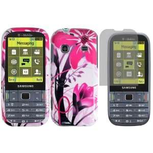 Pink Splash Hard Case Cover+LCD Screen Protector for Samsung Gravity 