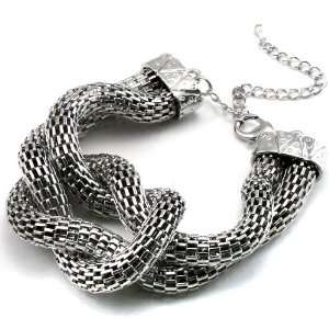  Shiny Knotted Mesh Chainmail Silver Tone Adjustable 7.5 