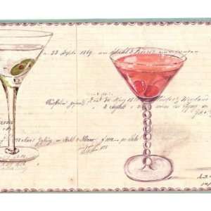  Wallpaper Border Spicher Co Fun Martini Glass on Beige 