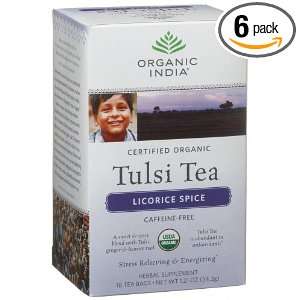 Organic India Tulsi Licorice Spice, 1.27 Ounce Boxes (Pack of 6)