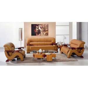   Furniture 2033 Modern Camel Leather Living Room Set