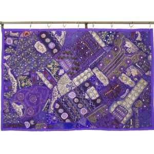  PURPLE WALL DECOR ART INDIA ANTIQUE TAPESTRY HANGING