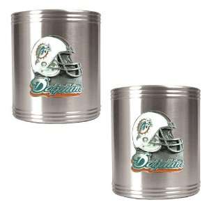  Miami Dolphins NFL 2pc Stainless Steel Can Holder Set 