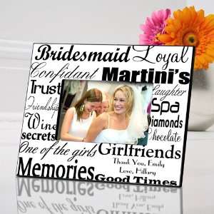  Personalized Bridesmaid Frame   Black on White Baby