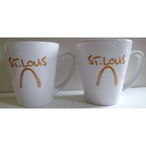  Saint Louis Mugs Gift Set of 2 White Souvenir Coffee Cups 