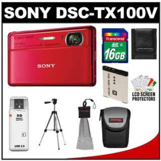 Sony Cyber Shot DSC TX100V Red Digital Camera Kit USA 0027242812987 
