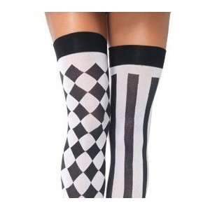  Leg Avenue Harlequin Stripe & Checkered Thigh High Joker 