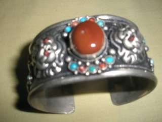 Charming Tibetan Silver Gemstone Bracelet Men Lady Gift  
