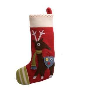  Knit Stocking with Reindeer Sound Toy  Red