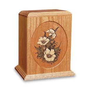  Floral Design Dimensional Wood Cremation Urn   Engravable 