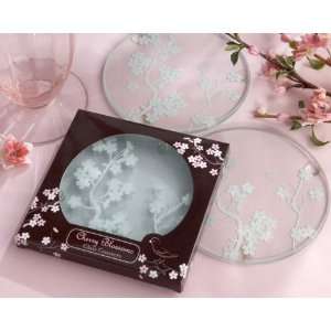    Baby Keepsake: Cherry Blossoms Frosted Glass Coasters: Baby