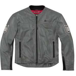 Icon One Thousand Chapter Leather Motorcycle Jacket Interceptor Grey 