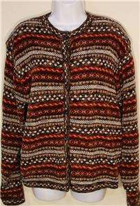 Dress Barn Fair Isle Fall Cardigan Sweater    Sz XL 