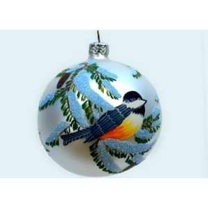 Chickadees in Winter Hand painted Ornament