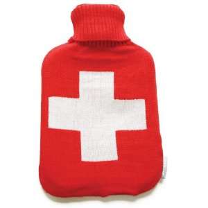 Hot Water Bottle with Red & White Cross Cover 