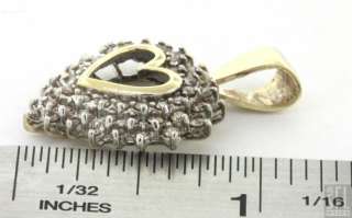 14K GOLD LOVELY ELEGANT 1.25CT CHAMPAIGN DIAMOND CLUSTER HEART PENDANT 