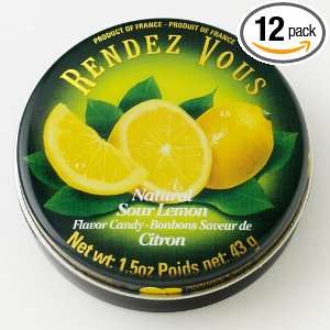   Sour Lemon All Natural Hard Candy, 1.5 Ounce. Round Tins (Pack of 12