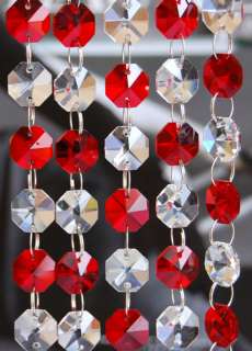 feet of RED CRYSTAL OCTAGON CHANDELIER PRISMS CHAINS  