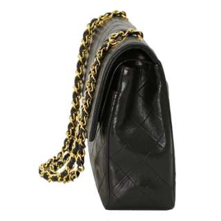 CHANEL BLACK QUILTED LAMBSKIN CHAIN SHOULDER BAG 18029  