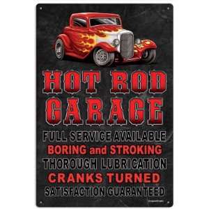  Hot Rod Garage Vintage Metal Sign: Home & Kitchen