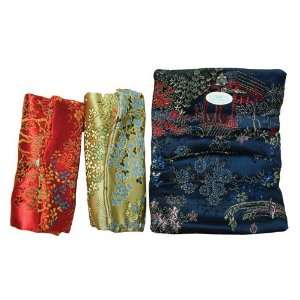 Chinese brocade fabric ring holder   set of 3 assorted colors:  
