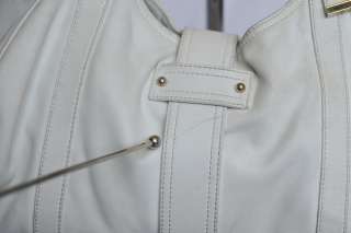 FENDI Cream White Leather Buckle Tote Bag Handbag Purse  