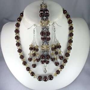  Caramel crystal and Chocolate pearls Jewelry