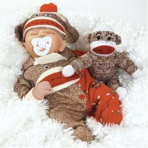  Sock Monkey Business, 16 inch Realistic Baby Doll (Artist 
