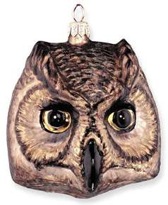 Slavic Treasures OWL HEAD Halloween Glass Ornament  