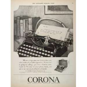 1926 Ad L C Smith Corona Portable Vintage Typewriter 