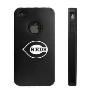 Apple iPhone 4 4S 4G Black Aluminum & Silicone Case Cincinnati Reds