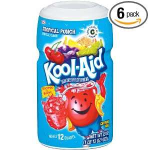 Kool Aid Drink Mix, Sugar Sweetened Tropical Punch, 29 Ounce Boxes 