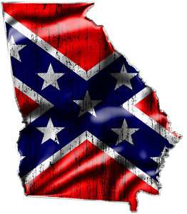 GEORGIA : TWO (2) Confederate Rebel Flag Vinyl Decals  
