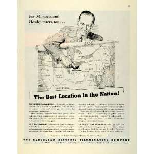  1945 Ad Cleveland Electric Illuminating Co Ohio US Map 
