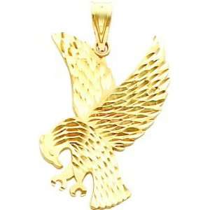  14K Gold Diamond Cut Eagle Pendant Jewelry