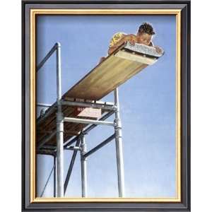  High Dive Framed Giclee Poster Print by Norman Rockwell 