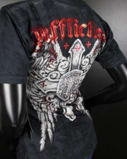 Womens Affliction SINFUL T Shirt V NECK MURAL with STONES  