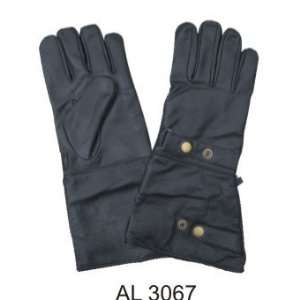   Leather Gauntlet Riding Gloves Lined W/two Snap Closures Automotive