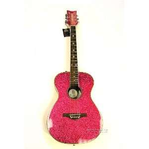  Girls Pink Sparkle Thin Body Acoustic Guitar: Musical 