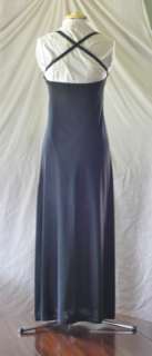 JOHN KLOSS for CIRA  vintage 70s gown  strappy BLACK with slit 