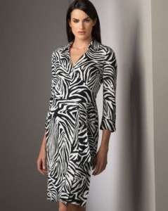 Diane von Furstenberg wrap silk dress JUSTIN zebra print 6 NEW  