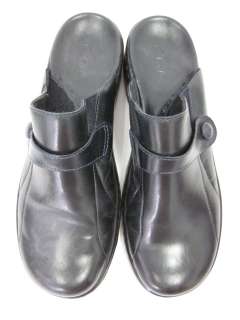 NEW CLARKS Black Leather Clogs Slides Mules Shoes 6.5 M  