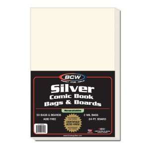  (50) Silver Comic Assembled Bags & Boards (Resealable 