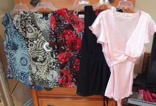 Womens Spring Summer MULTI PRINT STRETCH TOP Blouse Shirt M L Large XL 