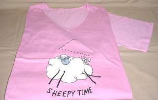 Ladies S/S Sheepy Time Night Shirt, Pink, Med   New  