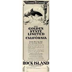  1929 Ad Rock Island Travel Bureau Railway Golden State 