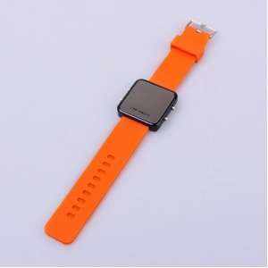  Luxury Fashionable Orange Square LED Sport Style Wrist Watch 