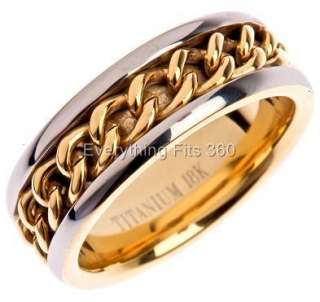   Ring Band w/ Chain 18k Gold Plated Comfort Fit Sizes 7   16  