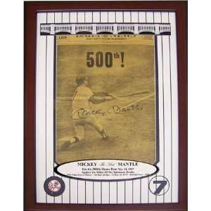     Newspaper Front Page of 500th Home Run Framed