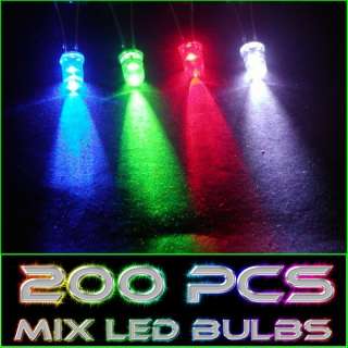200 Pieces Mixed Colors 5mm Round LED Light Bulbs New  